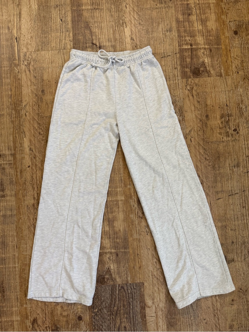Zara Light Gray Wide-Leg Track Pants